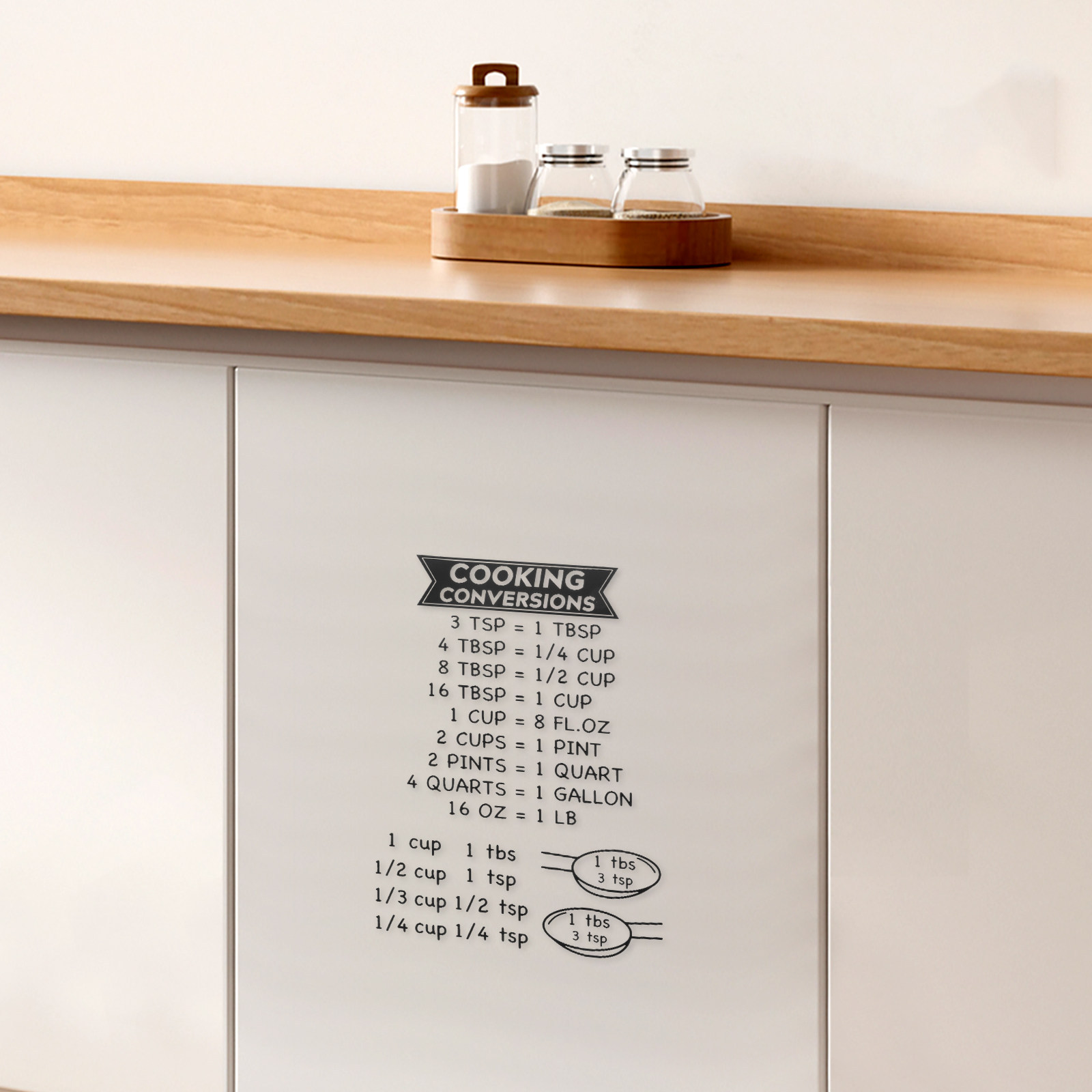 Kitchen Baking Conversion Chart - ملصق مخطط تحويل القياسات للمطبخ (قطعتان)