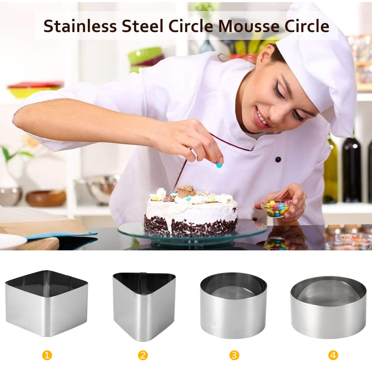 4 قطع من قوالب حلقات الموس الم - مراجعة Kitchen Accessories For Baking وسعره