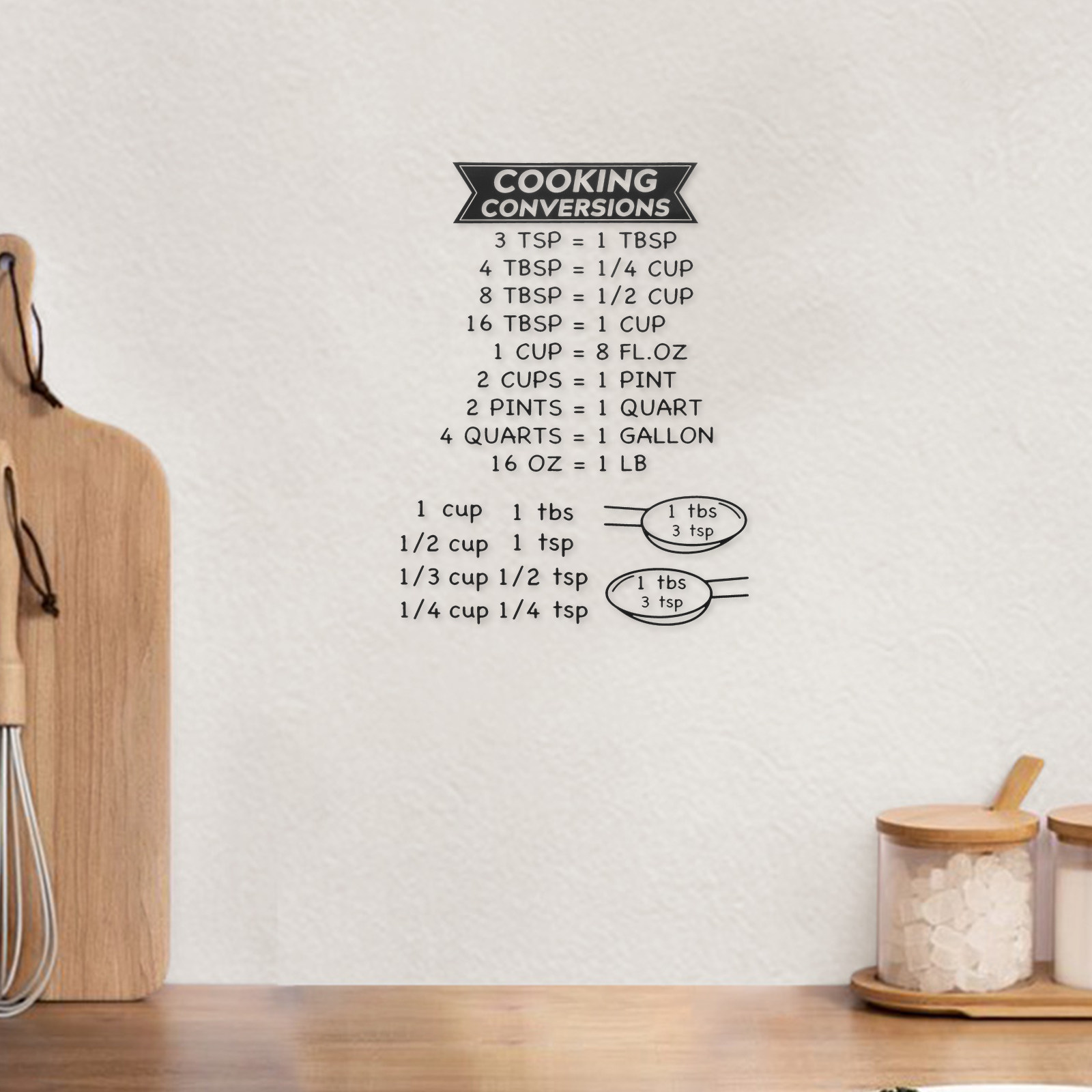 ملصق مخطط تحويل القياسات للمطب - مراجعة Kitchen Baking Conversion Chart وسعره