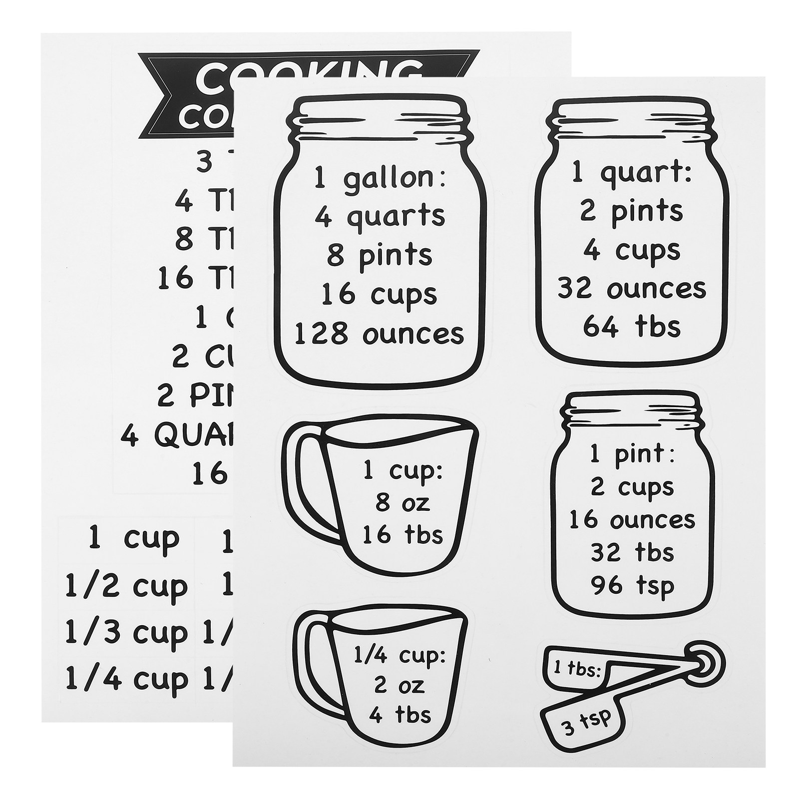 ملصقات جدول تحويل قياسات المطب - مراجعة Kitchen Baking Conversion Chart وسعره
