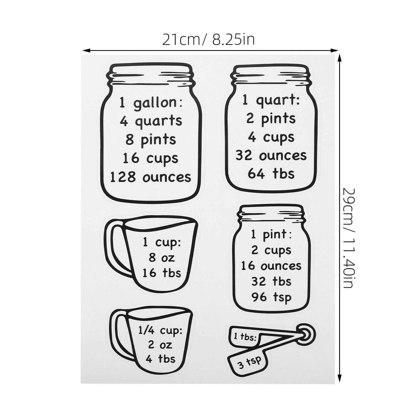 ملصقات جدول تحويل قياسات المطب - مراجعة Kitchen Baking Conversion Chart وسعره